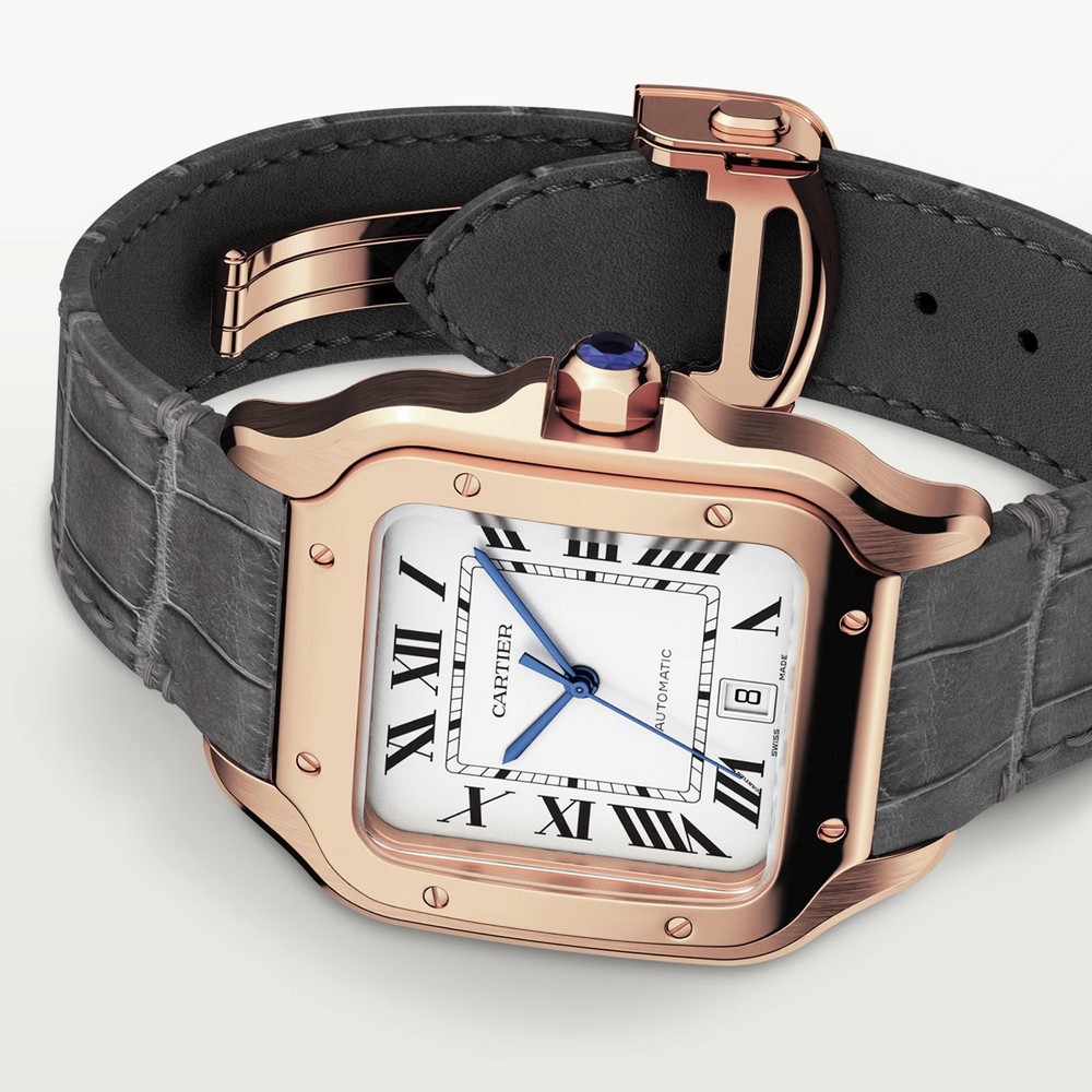 Đồng Hồ Cartier Santos De Cartier Large Watch Nam Xám Vàng Hồng